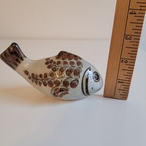 Ken Edwards Tonala Hand Painted Ceramic Fish Decor - Brown and Cream